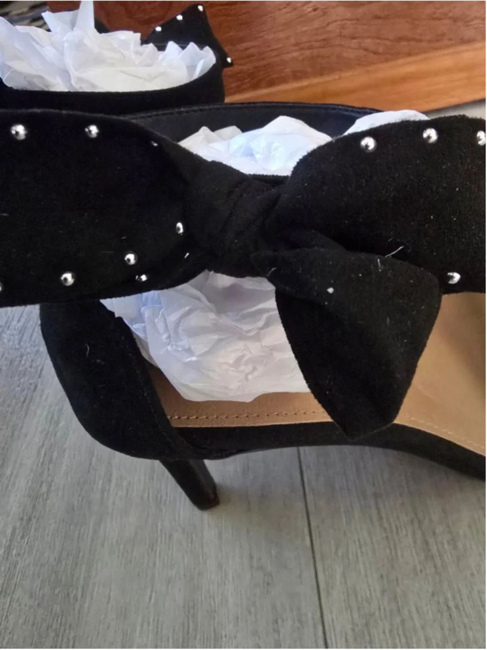 Women's Torrid Black Studded Bow Ankle Strap Heels Size 9.5⁸